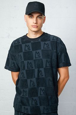 Beachfront Toweling Boxy Tee Black