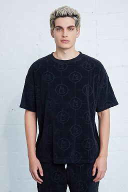 Compass Toweling Boxy Tee Black