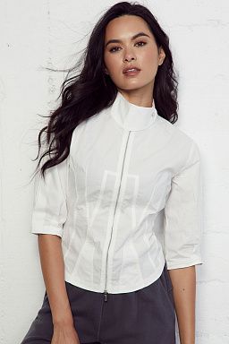 Corset Zip Front Blouse White