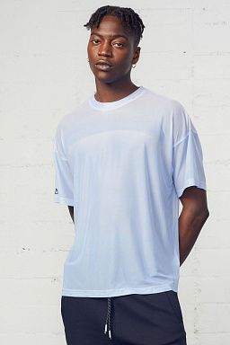 Eclipse Mesh Boxy Tee Blue Fog