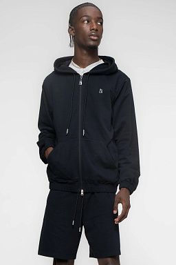 Essential Banded Zip-Up Hoodie Black