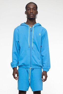 Essential Banded Zip-Up Hoodie Ibiza Blue