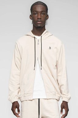 Essential Banded Zip-Up Hoodie Oatmeal