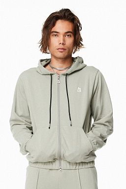 Essential Banded Zip-Up Hoodie Shadow