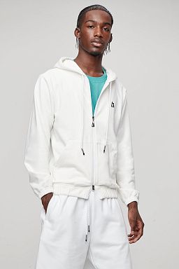 Essential Banded Zip-Up Hoodie White