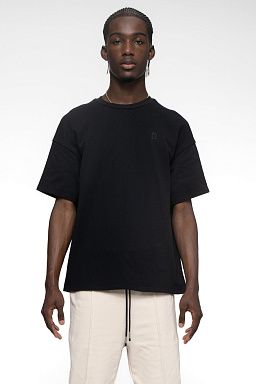 Essential Jacquard Boxy Tee Black