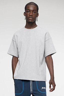 Essential Jacquard Boxy Tee Heather Grey