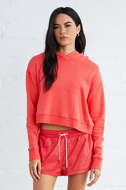 Essential Linden Cropped Hoodie Coral Red