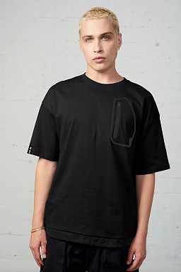 Nacreous Mixed Media Pocket Tee Black