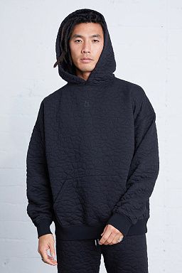 Rock Quilted Hoodie Black