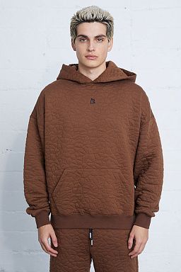 Rock Quilted Hoodie Cocoa