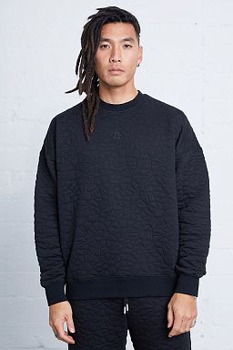 Rock Quilted Oversized Crewneck Black