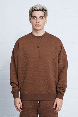 Rock Quilted Oversized Crewneck Cocoa