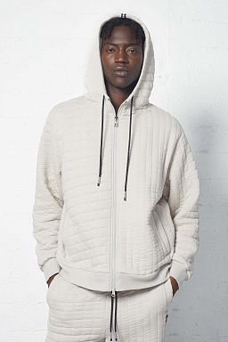 Rowan Quilted Jacquard Zip Up Hoodie Silver Lining