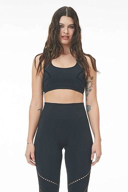 Seamless Open Stitch Sports Bra Black