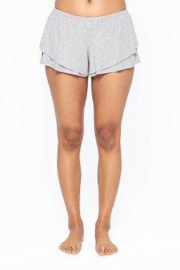 Bamboo Blend Double Ruffle Shorts Heather grey