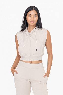 Brushed Fleece Cropped Hooded Vest