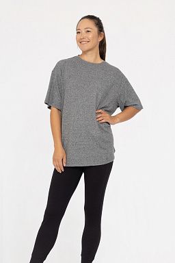 Brushed Hacci Oversized Boyfriend Tee 2 tone grey