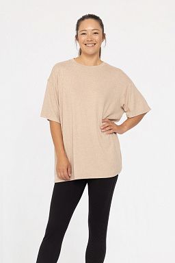 Brushed Hacci Oversized Boyfriend Tee Mocha