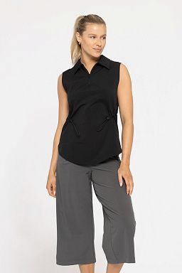 CHIC EASE COLLARED TANK Black