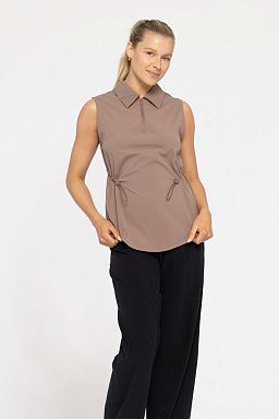 CHIC EASE COLLARED TANK Deep taupe