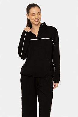 Contrast Stripe Scuba Pullover Black/natural