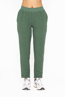 Cotton-Blend Textured Pants Dark basil