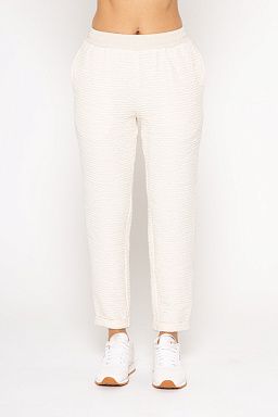 Cotton-Blend Textured Pants Natural