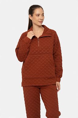 Cozy Quilted Jersey Pullover Mahogany