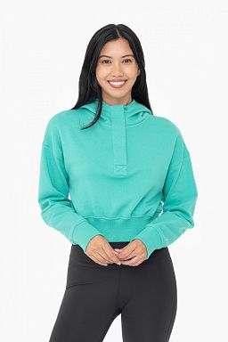 Cropped Half-Zip Fleece Hoodie