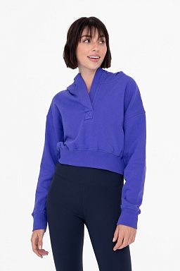 Cropped Half-Zip Fleece Hoodie