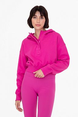 Cropped Half-Zip Fleece Hoodie