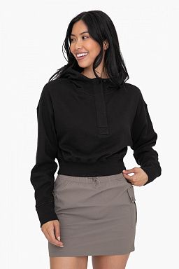 Cropped Half-Zip Fleece Hoodie