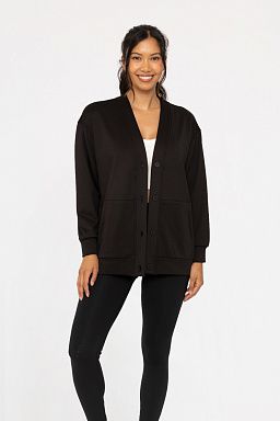 Elevated Button Down Cardigan Black