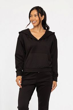 Elevated Pullover Henley Hoodie Black