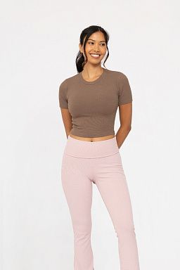 Essential Micro-Ribbed Athleisure Baby Tee Java