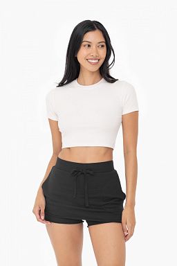 Essential Micro-Ribbed Cropped Athleisure Tee