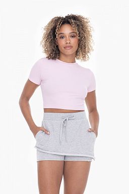 Essential Micro-Ribbed Cropped Athleisure Tee