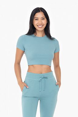 Essential Micro-Ribbed Cropped Athleisure Tee