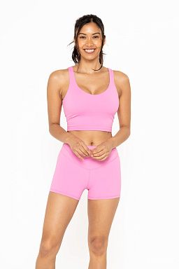 GREEN CONTOUR SEAM Longline Sports Bra Fuschia