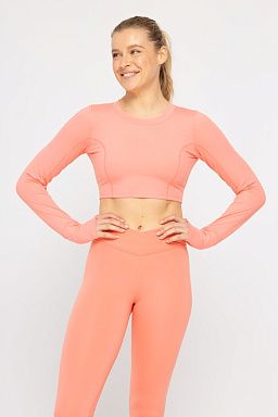 GREEN Cropped Long-Sleeve Top With Tie-Back Watermelon