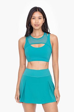 GREEN Harness Mesh Hybrid Racerback Sports Bra RECYCLED Teal 24