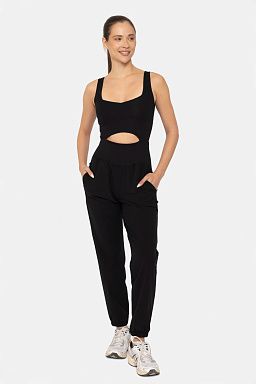 GREEN Keyhole Cut Out Active Jumpsuit Black