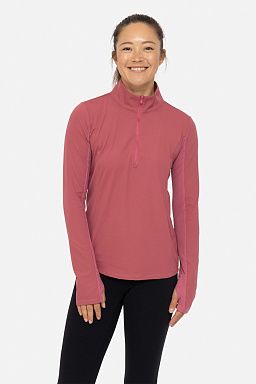 GREEN Mock Neck Half Zip Long Sleeve Active Top Soft magenta