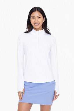 GREEN Mock Neck Half Zip Long Sleeve Active Top