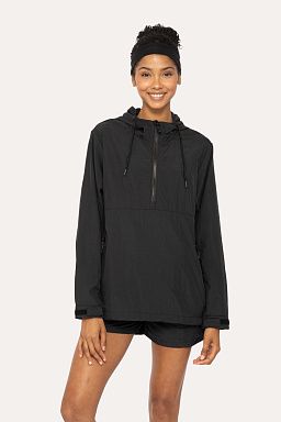 Half-Zip Nylon Active Jacket Black