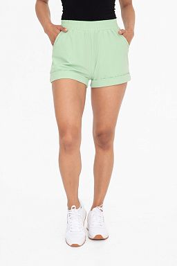 High-Waist Athleisure Shorts with Cuffed Leg