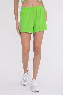 High-Waist Athleisure Shorts with Cuffed Leg