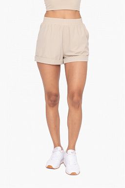 High-Waist Athleisure Shorts with Cuffed Leg