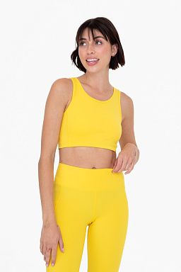 Lycra-Blend Cut-Out Back Essential Sports Bra Yellow